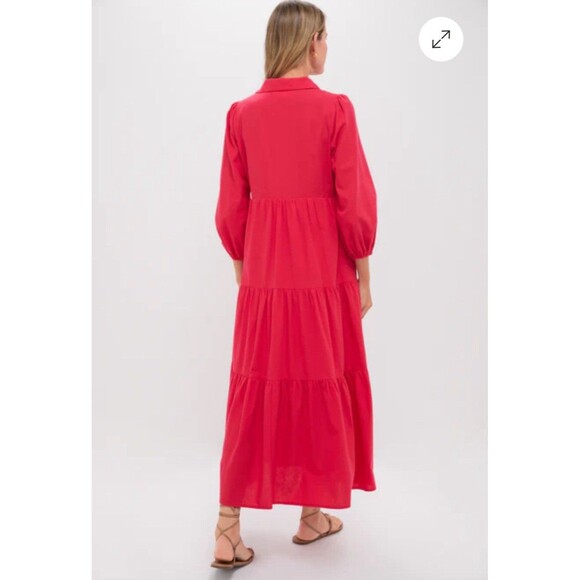 Tuckernuck Pomander Place Hibiscus Red Cotton Mabel Maxi Dress Size Large - Picture 4 of 13